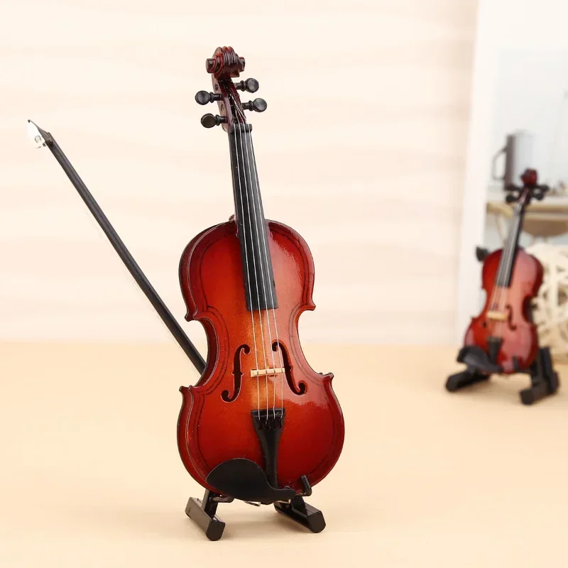 Mini adorno de violín de plástico, manualidades de plástico para decoración del hogar DIY, con soporte, violín barroco, instrumento musical en miniatura