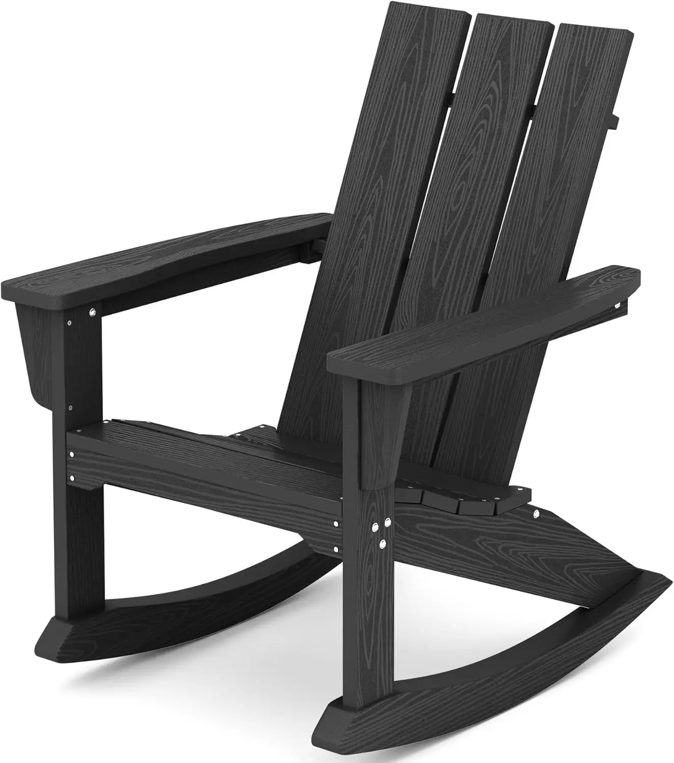 

Modern Rocking Adirondack Chair, All Weather Outdoor Rocking Chair For Patio, Garden, Backyard- Black