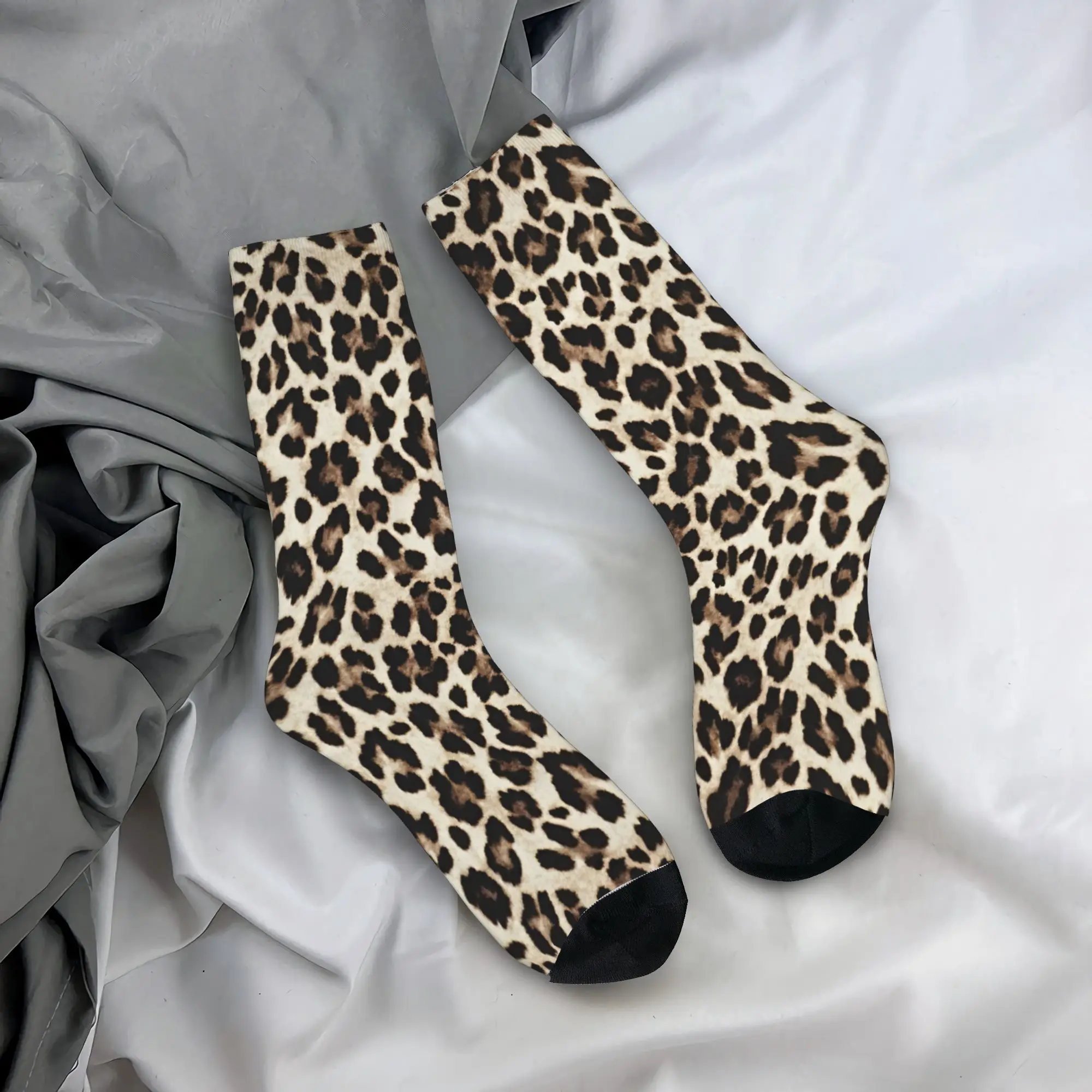 

Men Socks Leopard Print Stockings Anti Skid Soft Breathable Socks Autumn Funny Design Running Socks