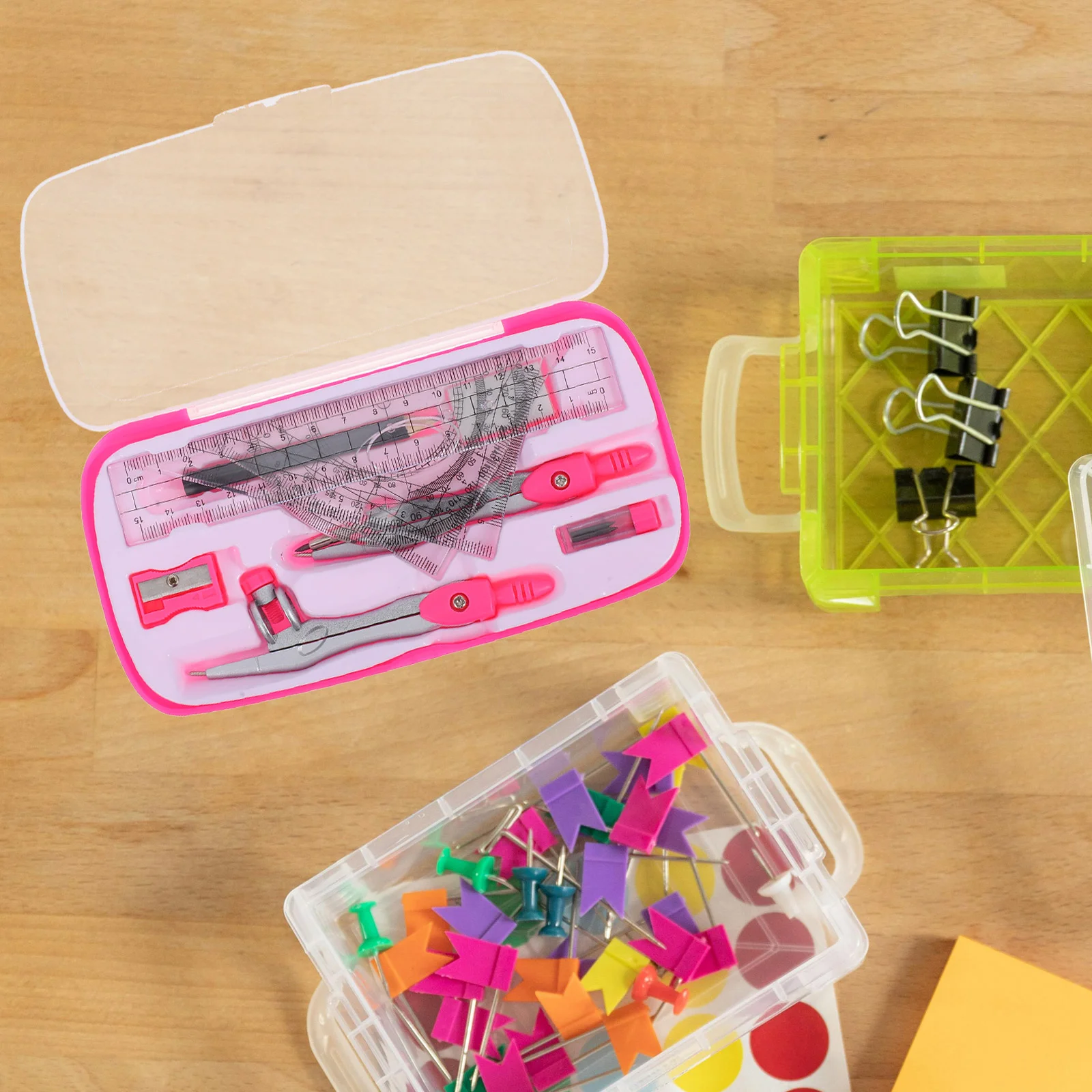 Kit de géométrie mathématique pour étudiants et ingénieurs, dessin avec boussole de dessin, crayon, gomme, rapporteur et règles, géométrie pour enfants, 1 ensemble