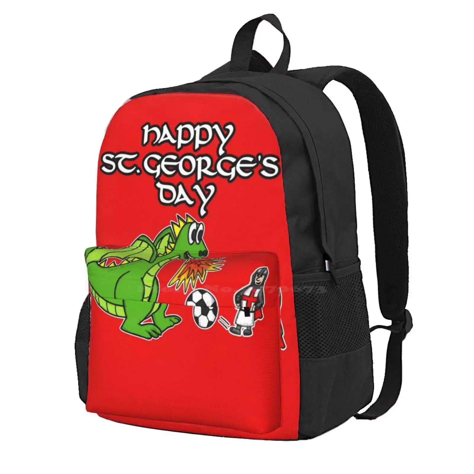 Happy St. George'S Day Dragon Football Funny England Hot Sale Schoolbag Backpack Fashion Bags Saint George England Flag English