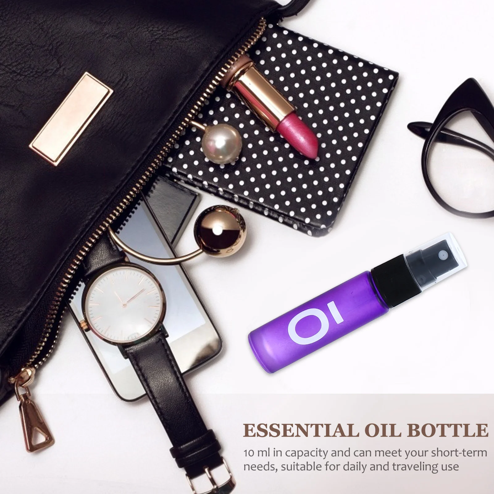 8 قطعة 10 مللي زجاجة زجاجية حاويات كروية دوارة محمولة للزيوت العطرية طقم سفر زجاجات كرة دوارة قابلة لإعادة الملء #2