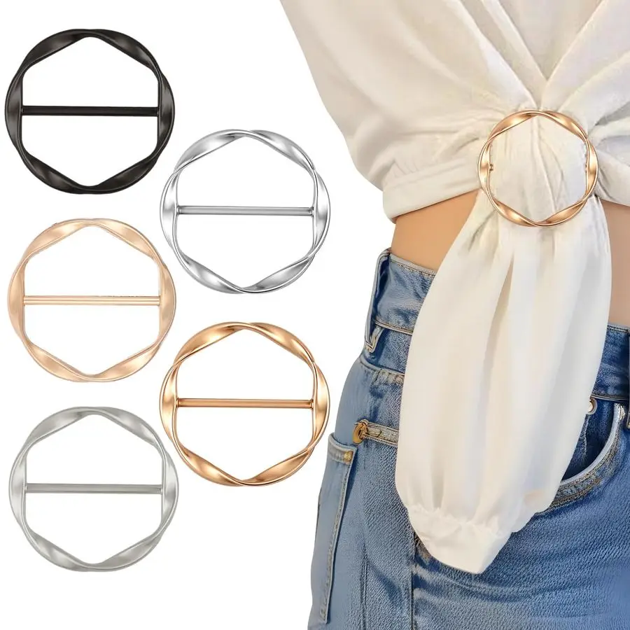 

PCS Scarf Clip, Slides for Scarves T Shirt Ties or Rings Clothes Corner Knotted Button Fashion Alloy Circle Buckle Shirt Clips f
