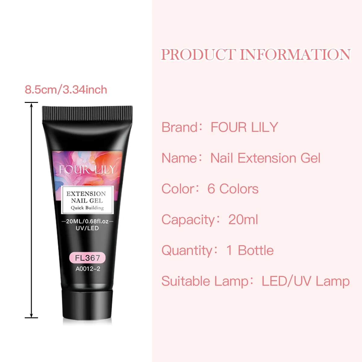 6pcs/Set 20ml Nail Extension Gel Kit Soak Off UV LED Acrylic Crystal White Clear Nude Building Gel UV Construction Nail Art Gel