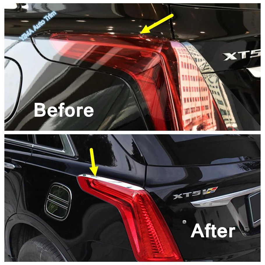 For Cadillac XT5 2016 - 2022 Stainless Steel Auto Rear Tail Lights Lamp Taillight Eyelids Eyelashs Cover Trim Exterior Refit Kit