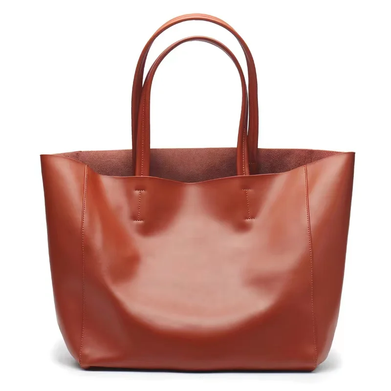 New High-capacity Commuter Bag Mommy Shopping Bag  Leather Tote Bag Simple Casual Shoulder Bag