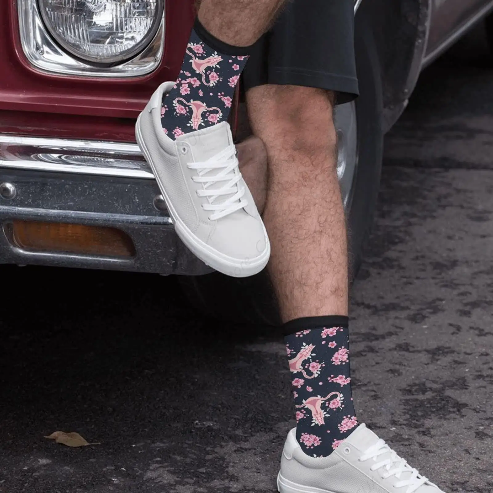 Bellissimo fiore di utero rosa Obgyn Infermiera Ginecologia femminile Casual Divertente Funky Novità Calzini per uomo Donna