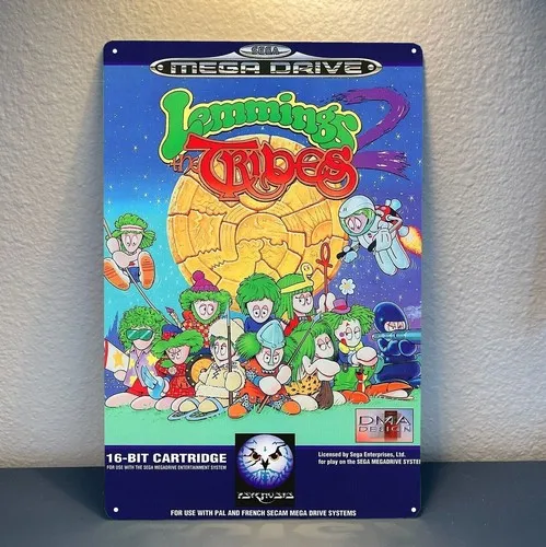 Lemmings 2 Tribes Video Game Metal Poster - Mega Drive Tin Sign