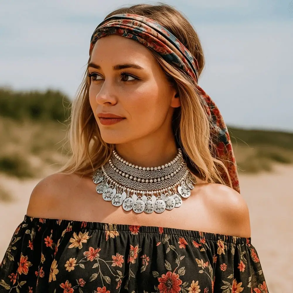 فضية اللون خمر القلائد سبيكة شكل هندسي بوهو القلائد عملة قلادة شرابة تصميم القلائد التركية الغجر الموضة #4