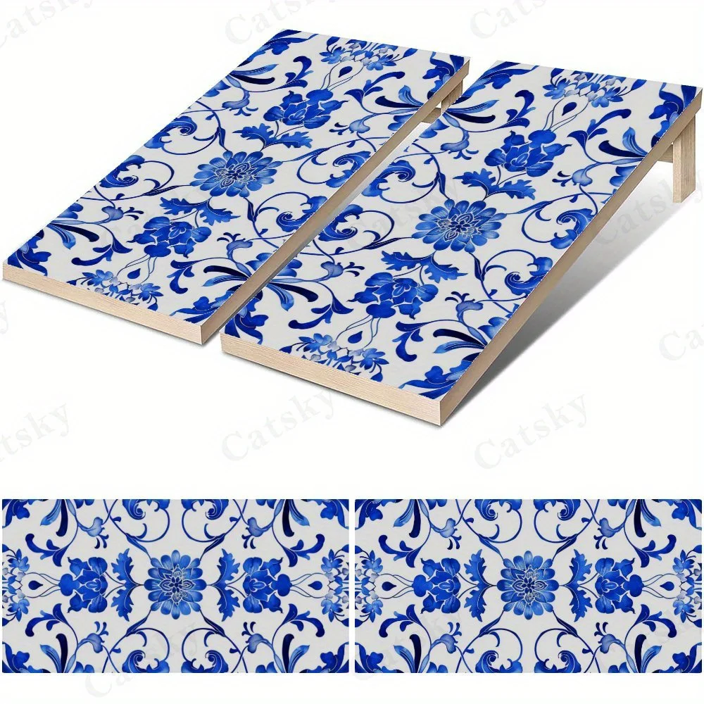 

Синий и белый фарфоровый узор, плоские виниловые наклейки на песочную панель, 2D — приятные для бюджета и высокие ценности, без пузырей и легко приклеиваемые,