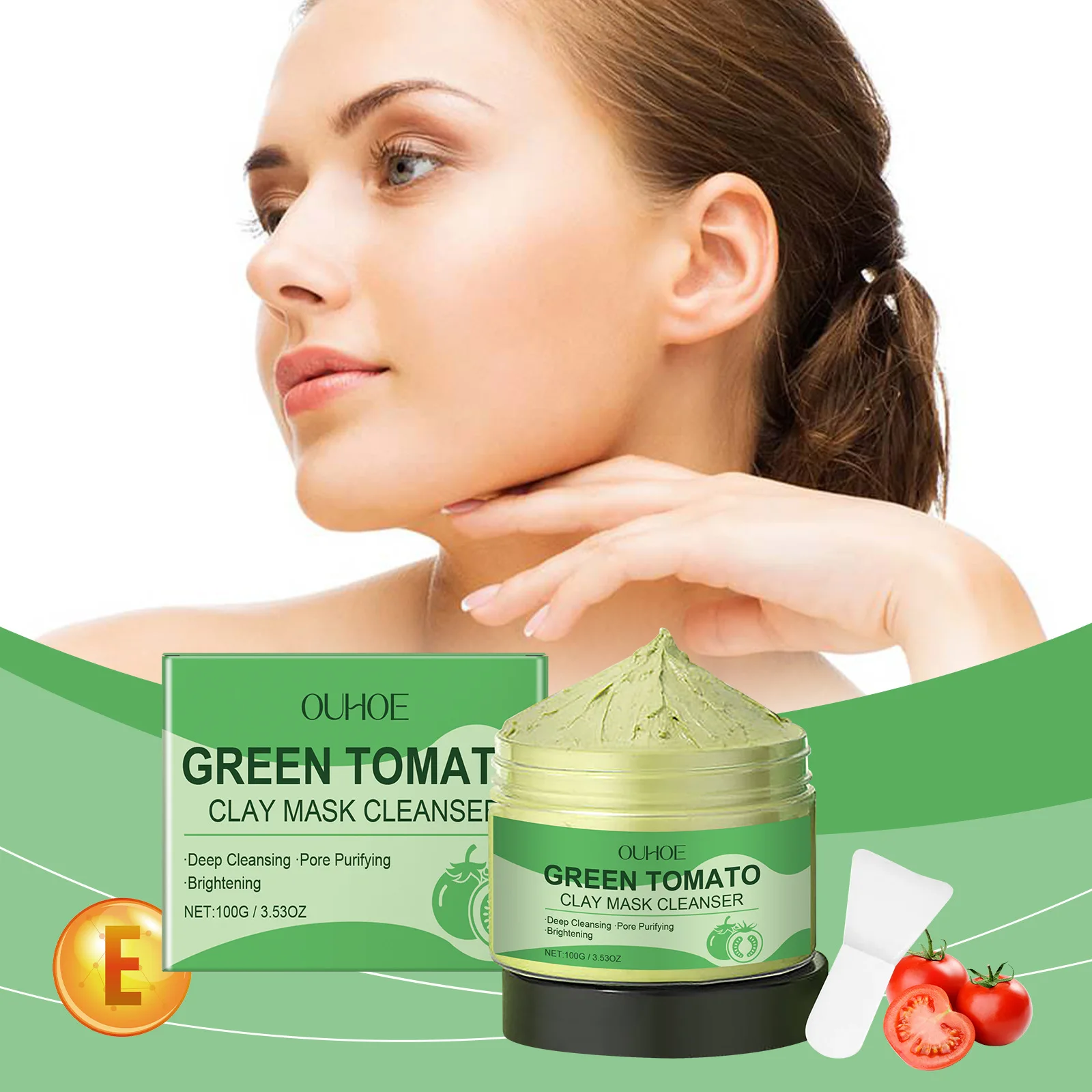 

Green Tomato Cleansing Mud Film Hydrating Firming Cleansing Pores Facial Skin Smear Regulate Oil Secretion and Keep It Fresh