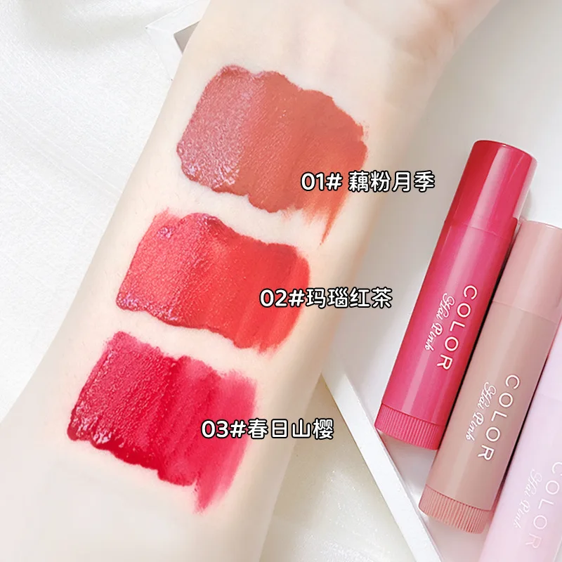 Lip Gloss Waterproof Lip Dye Three Color Lipsticks Moisturizing Lip Balm Set Lip Augmentation Lip Care Makeup Korean Cosmetics