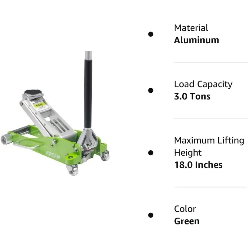 Alat 3-Ton Jack lantai aluminium cepat naik dengan piston pompa ganda & lengan pengangkat diperkuat