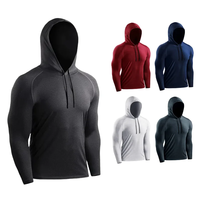 

Hooded Long-sleeved Fitness Clothes Men's Sports Quick-drying Clothes Autumn And Winter Elastic Training Clothes