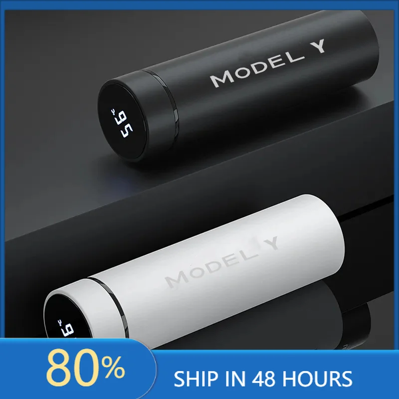 

Автомобильные наклейки для модели Tesla Y 500 мл, цифровой термос, чашка, интеллектуальный дисплей температуры, бутылка для воды, сохранение тепла, вакуум T