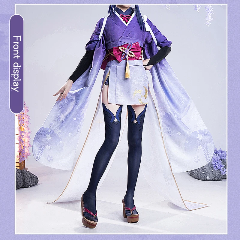 Genshin Impact Cos Raiden Baal Cosplay Raiden Ei Raiden Makoto Sisters delicate print kimono  Female Costume