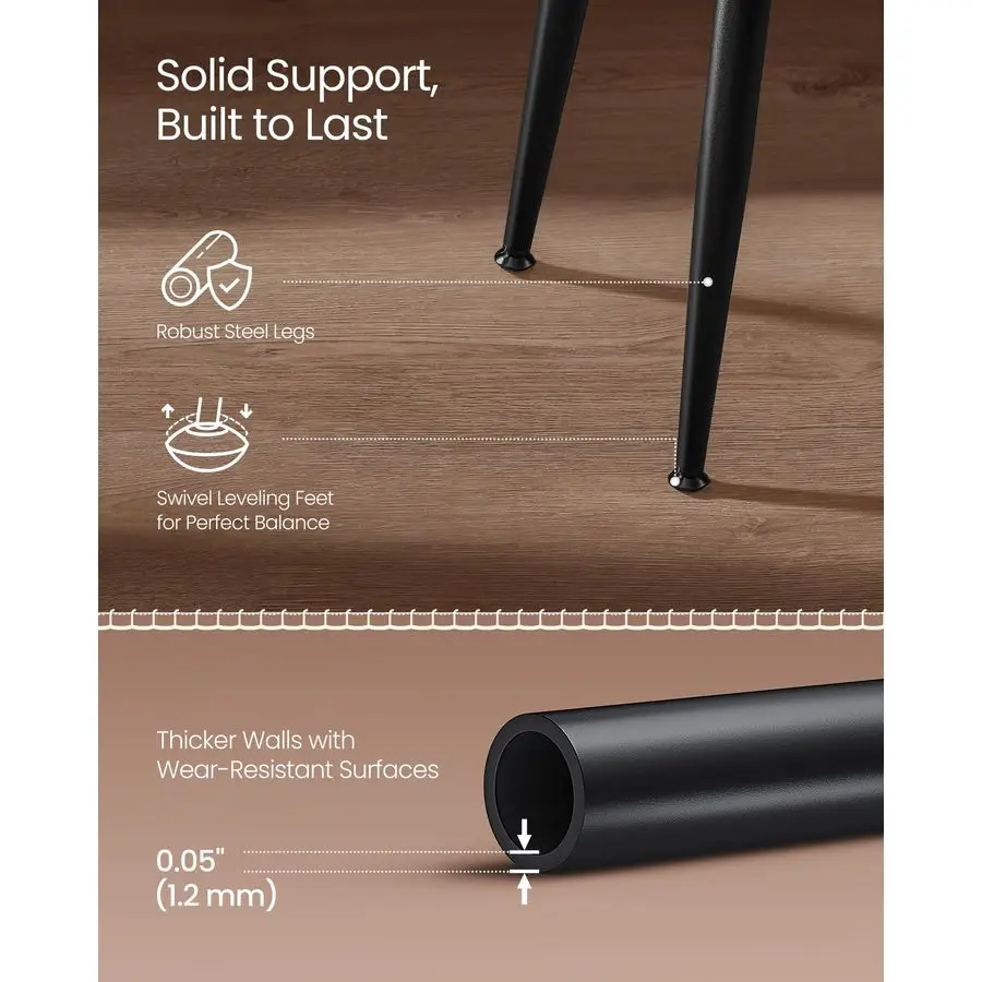 EKHO Collection Esszimmerstühle, 2er-Set, gepolsterte Küchenstühle, bequemer Sitz, Kunstleder mit Nähten, MidCentu