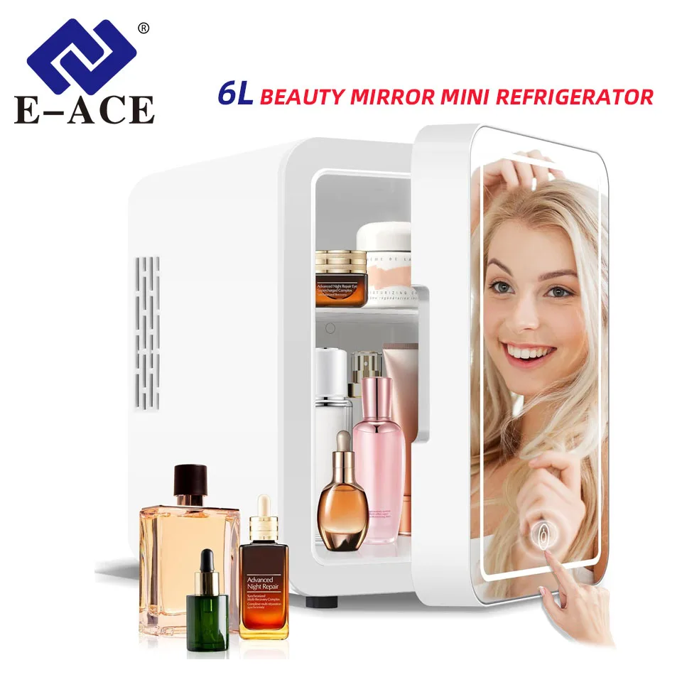 12v-6l-beauty-preservation-refrigerator-skincare-and-cosmetics-dual-purpose-cold-and-warm-with-mirror-led-mini-car-refrigerator