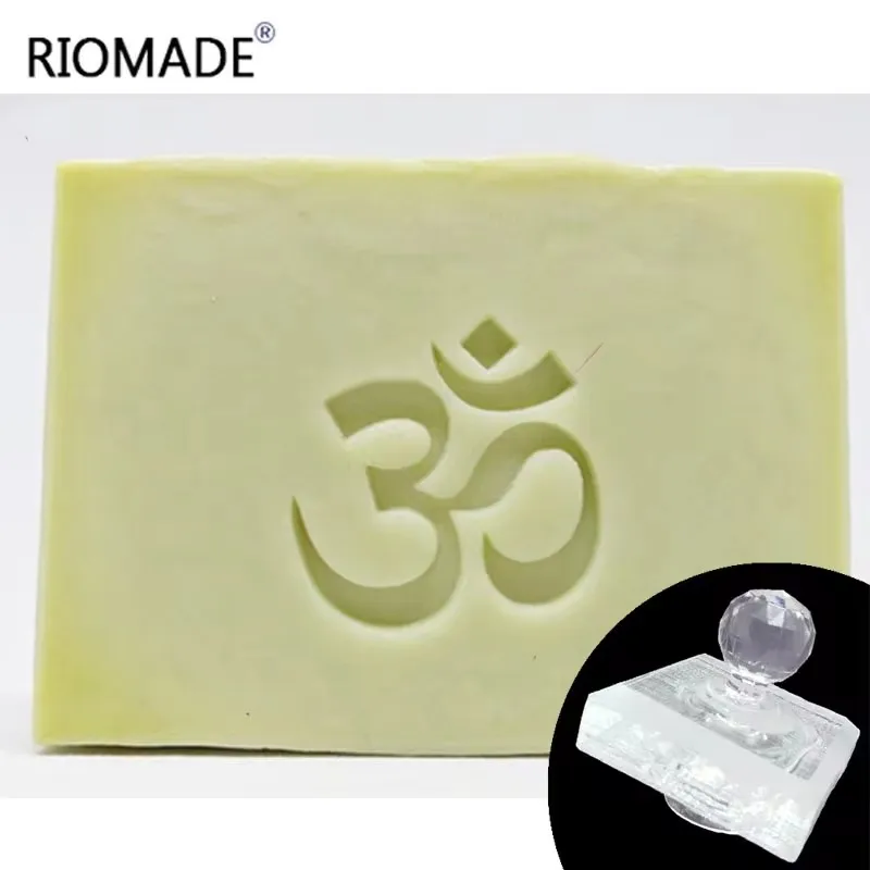 OM Symbol Soap Stamp Acrylic Handmade Personalized Natural Transparent Custom Stamps For Making Soap Chapter With Handle Z0603OM