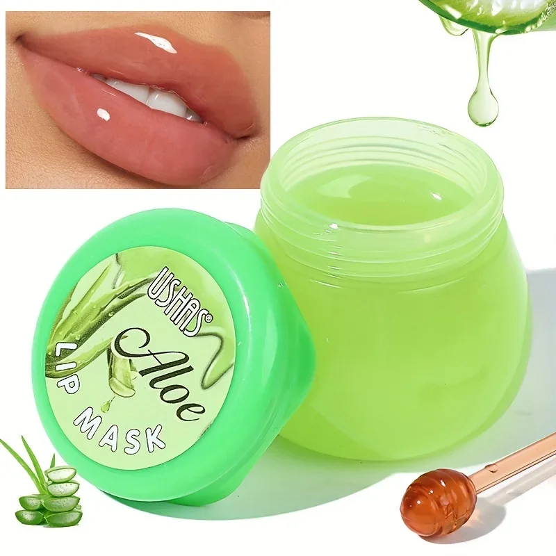 Mascarilla hidratante para el cuidado de los labios, bálsamo labial portátil con Aloe, fresa, miel y UVA, para labios secos y agrietados