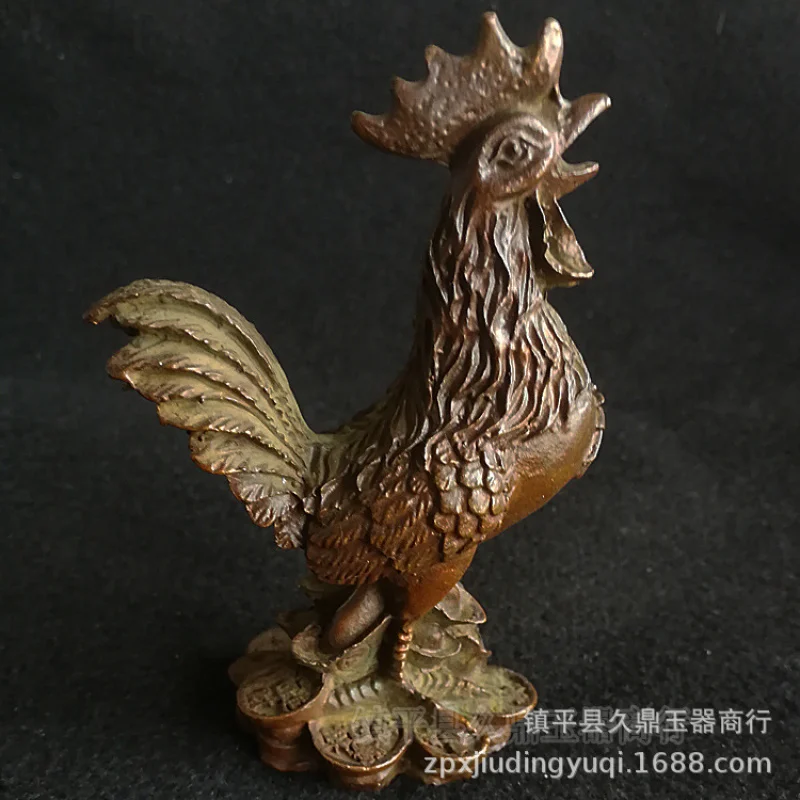 Antique Miscellaneous Brass Copper Ware Shoe-Shaped Gold Ingot Chicken Small Ornaments Wholesale Home Office Chinese Zodiac of R