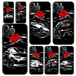 Japan JDM Sports Cars Male Men Luxury Phone Case For iPhone 13 15 14 12 11 Pro MAX XR X SE XS 7 8 Plus Black Cover Soft Shell