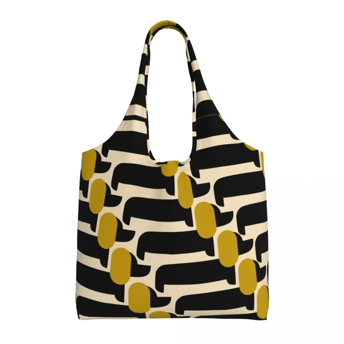 

Custom Funny Orla Kiely Print Dog Show Jet Shopping Tote bag Reusable Canvas Grocery Shopper Shoulder Bags