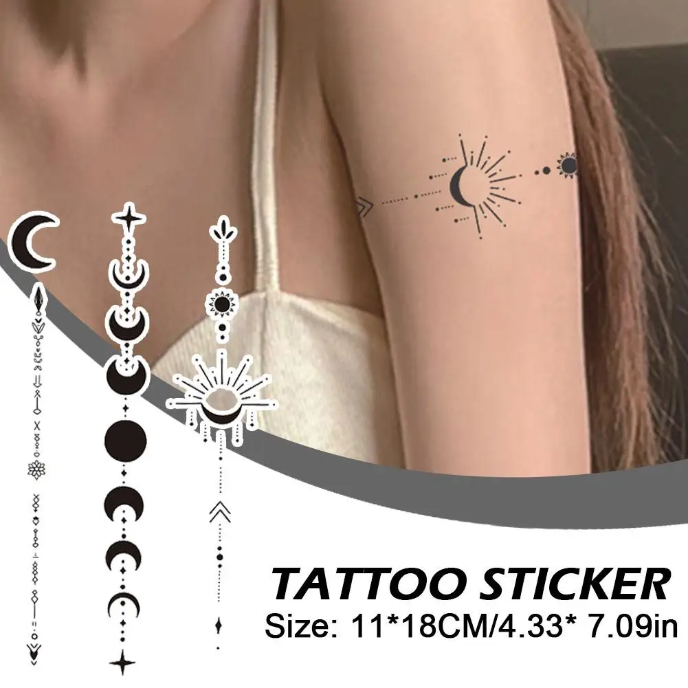 New Moon Temporary Tattoo Stickers High-end Waterproof Arm Magic Tattoo Simulation Herbal Plant Essence Chest Long-lasting P7V9