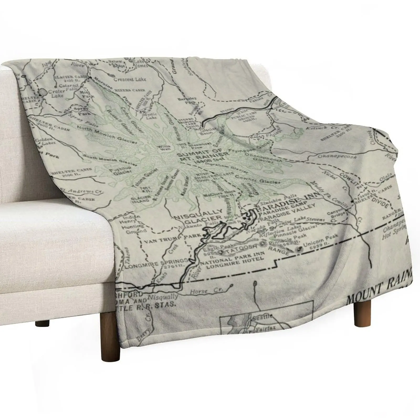 

Vintage Mount Rainier National Park Map (1919) Throw Blanket wednesday Luxury cosplay anime Blankets