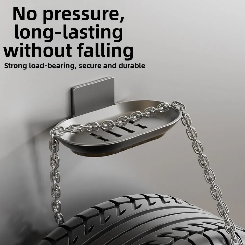 

2Pcs Aluminum Wall-mounted Soap Dish Punch-Free Drainage Soap Storage Tray Self Adhesive with Drain Water Soap Drain Box