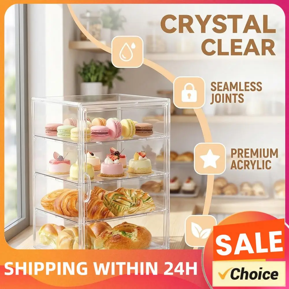 

Четырехслойный прозрачный пластиковый контейнер для хлеба с крышкой, витрина для выпечки, многоразовый демонстрационный шкаф для хлеба для вечеринок, банкетов, магазинов, пончиков