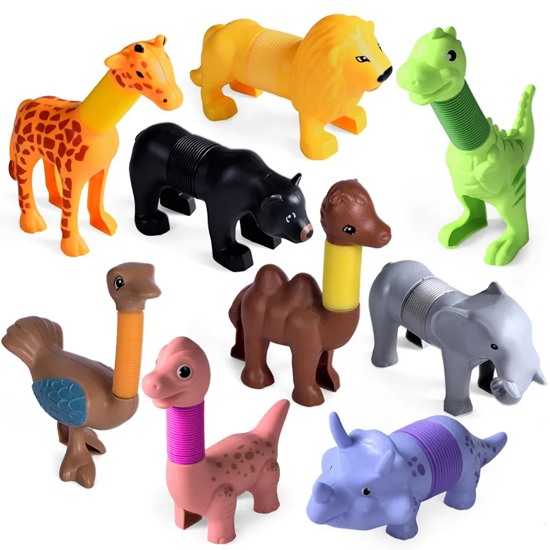 Creative Dinosaur Squeeze Toy Kids Pop Tubes Sensory Toy Stress Relieve Bellows For Girls Boys Teens Childrens Anti-stress Gifts