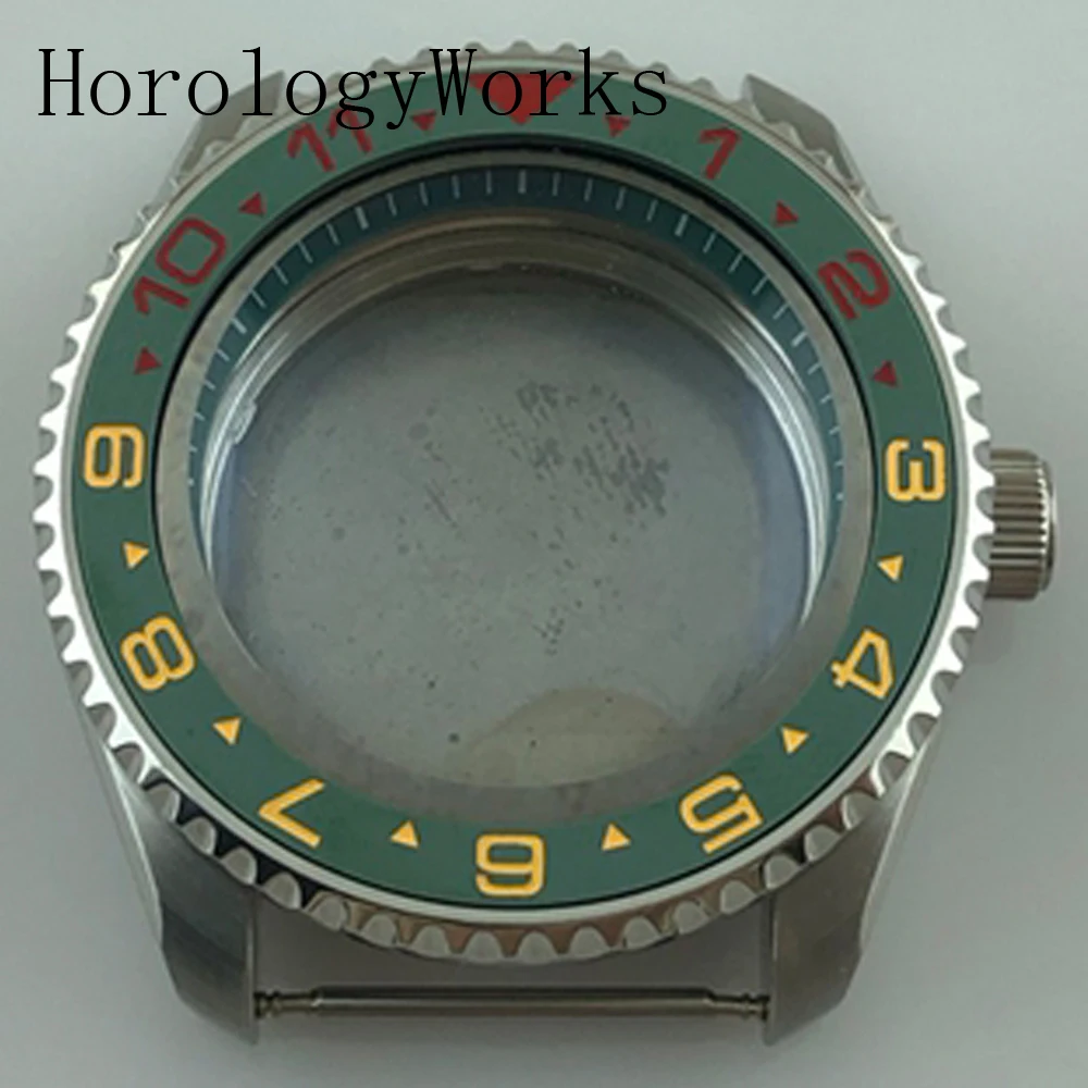 42mm Stainless Steel Case Sapphire Glass Fit NH35/NH36 Movement Green Decoratiue Ring Watch Parts