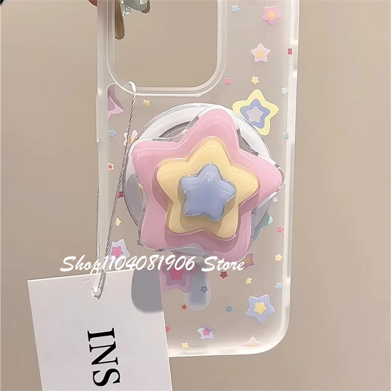 Korean Cute Cartoon Star Magnetic Holder Grip Tok Griptok Phone Holder Phone Stand Support For iPhone For Pad Magsafe Smart Tok view 5