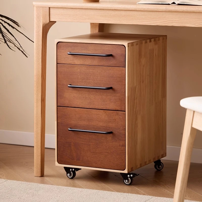 Solid wood under table, chest, mobile locker, file cabinet, sliding drawer, movable storage locker