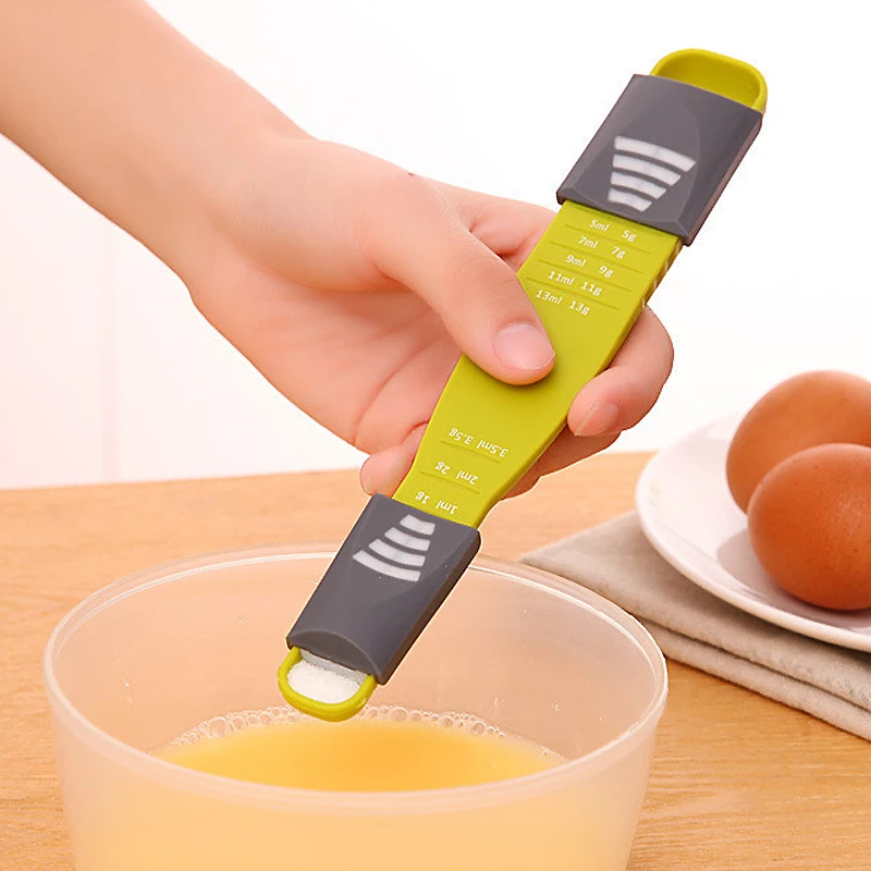 Adjustable Kitchen Scales Measure Cup Double End Eight Stalls Measuring Spoon For Salt Soup Coffee Tea Powder Kitchen Gadgets U3