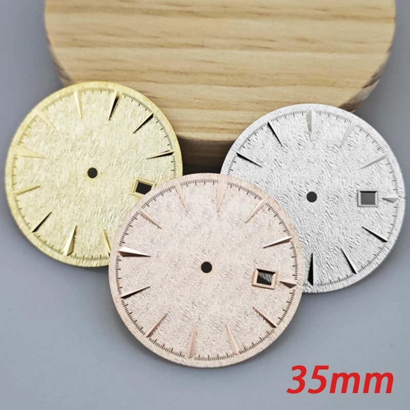35MM Watch Dial DIY Mechanical Single Calendar Watch Face 3D Nails No Luminous Dial NH35 Accessories for NH35 NH36 Movement