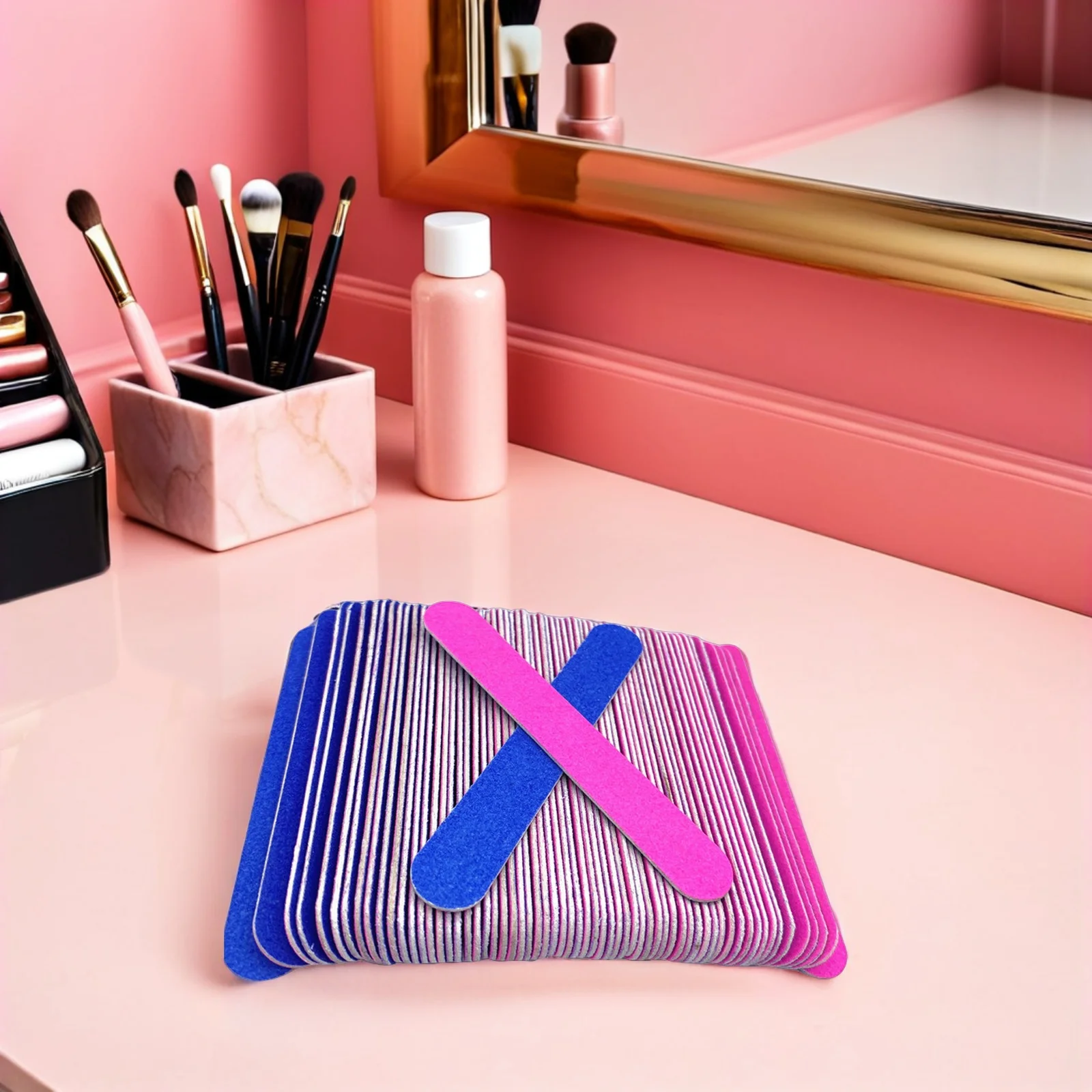 100개 네일 파일 양면 사포 8cm 창의적인 네일 연마 파일 매니큐어 도구 천연 인조 손톱 연장용