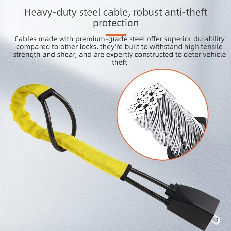 Vehicle Steering Wheel Anti Theft Lock Hot Selling Steel Cable Safety Buckle Lock Durable Easy Install Car Security Lock