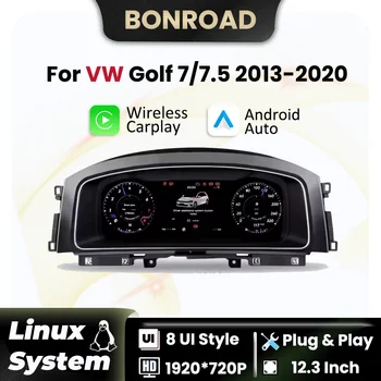 適用於大眾高爾夫7 MK7(2013-2020)的12.3吋數位儀表板,支援無線CarPlay和Android Auto,附虛擬座艙。 8 最佳銷售 大眾汽車數位儀表板 - №5