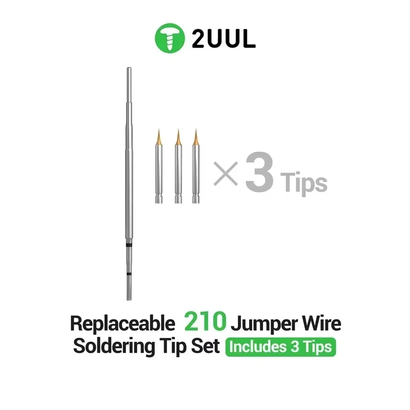 2UUL FD35 Replacement 210 Jumper Soldering Tip Set with 3 Soldering Tips for Phone Repair Mainboard PCB Soldering Tips Tools