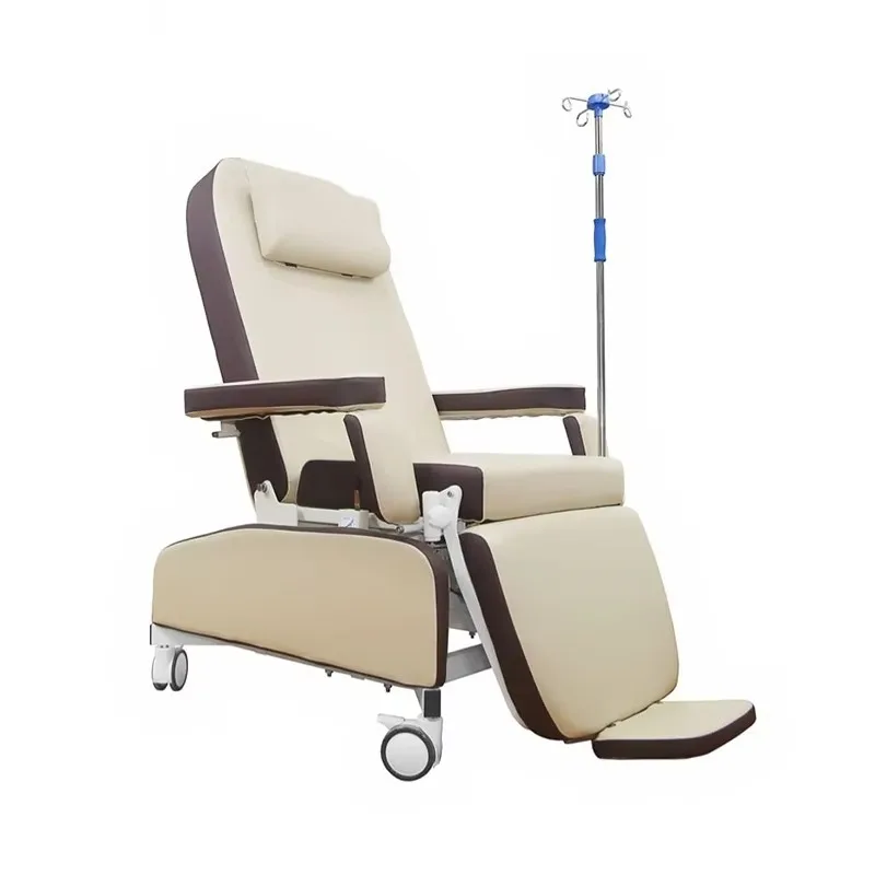 

Hospital Infusion Chair Clinic Chair with IV Pole and Dinning Board Armrest