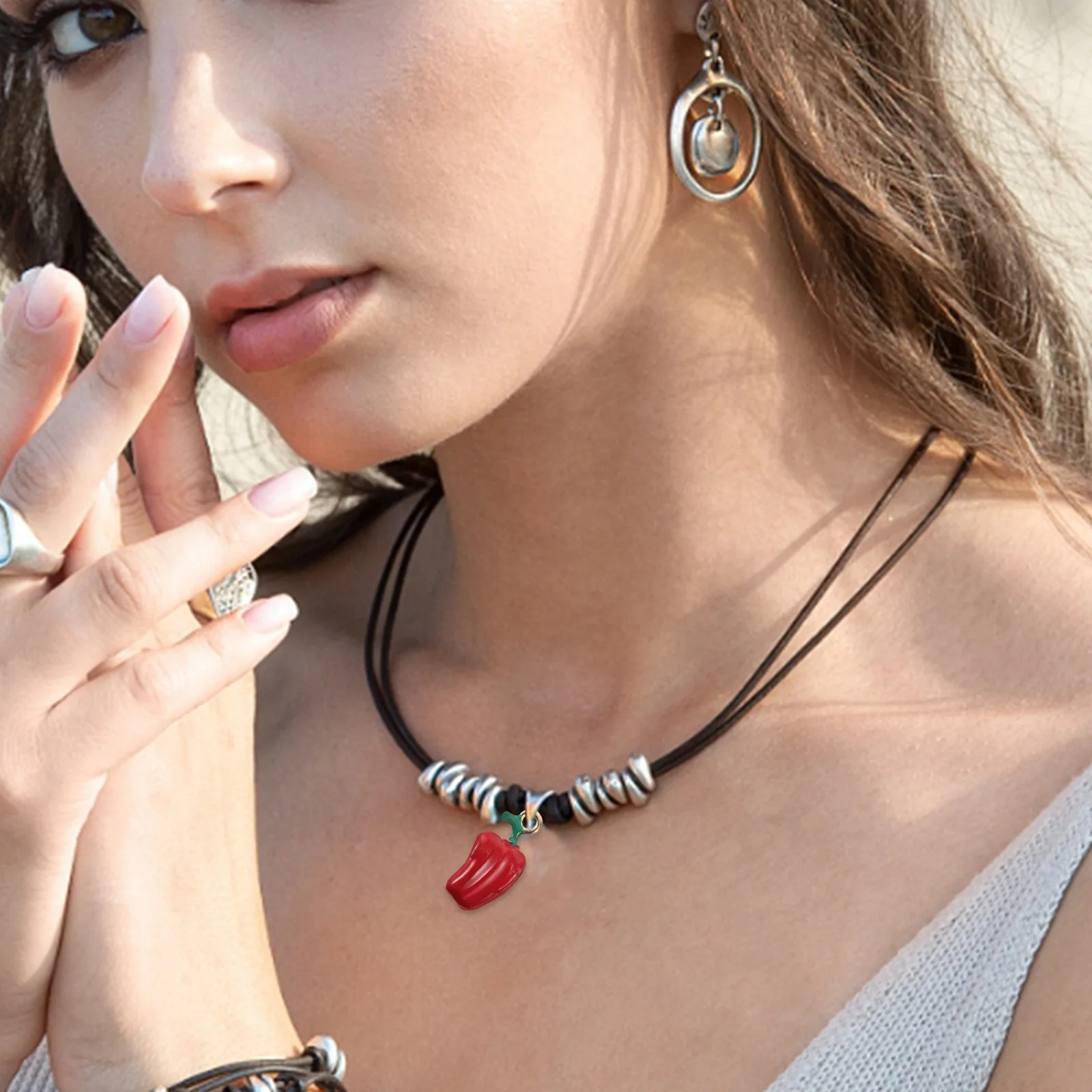 

10pcs Red Chili Pepper Alloy Charms Pendants Lifelike Mini Vegetable Keychain For Jewelry Making Earrings Necklaces Diy Crafts