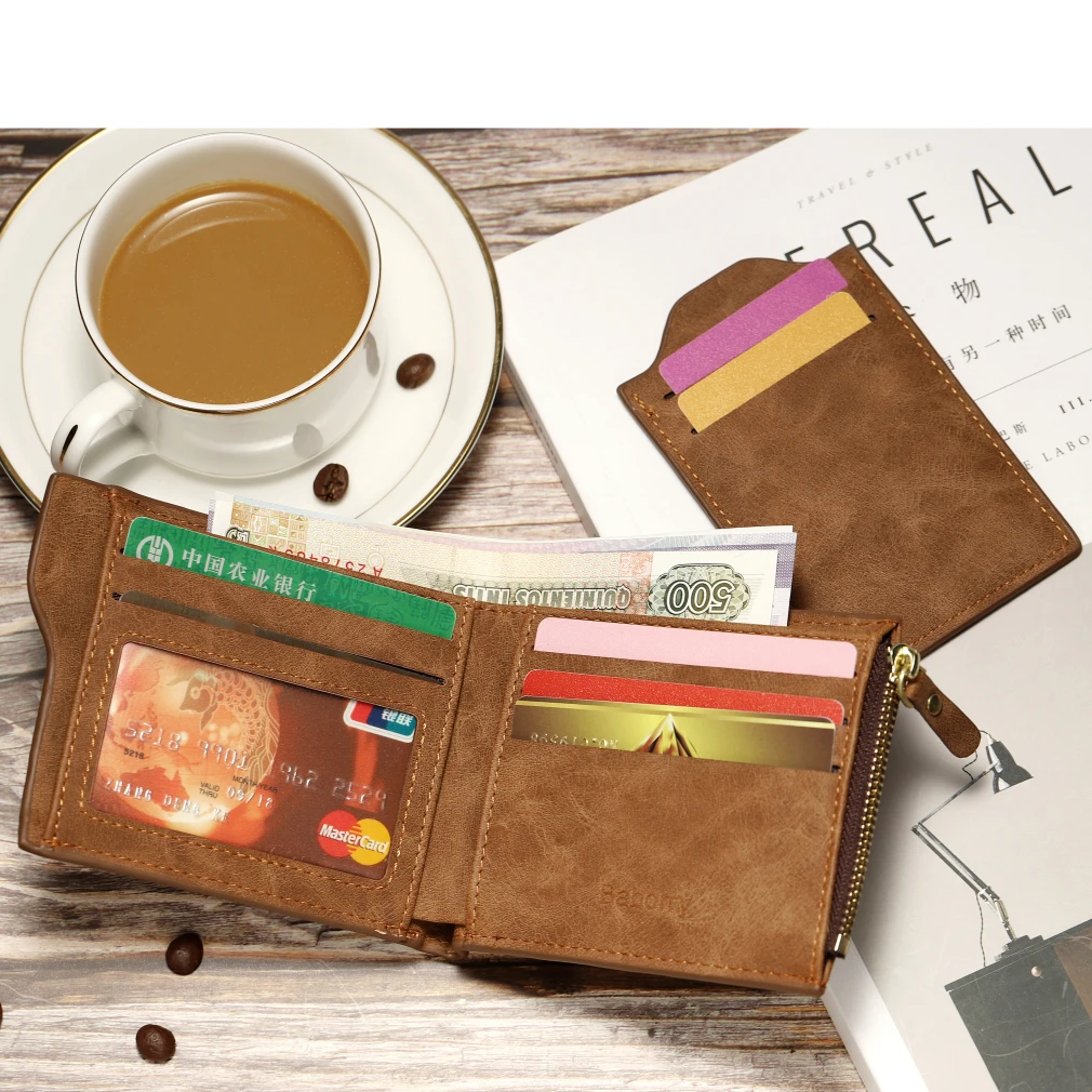 RFID anti magnetic and anti radio frequency identification brand high-quality men's wallet new wallet card bag short style