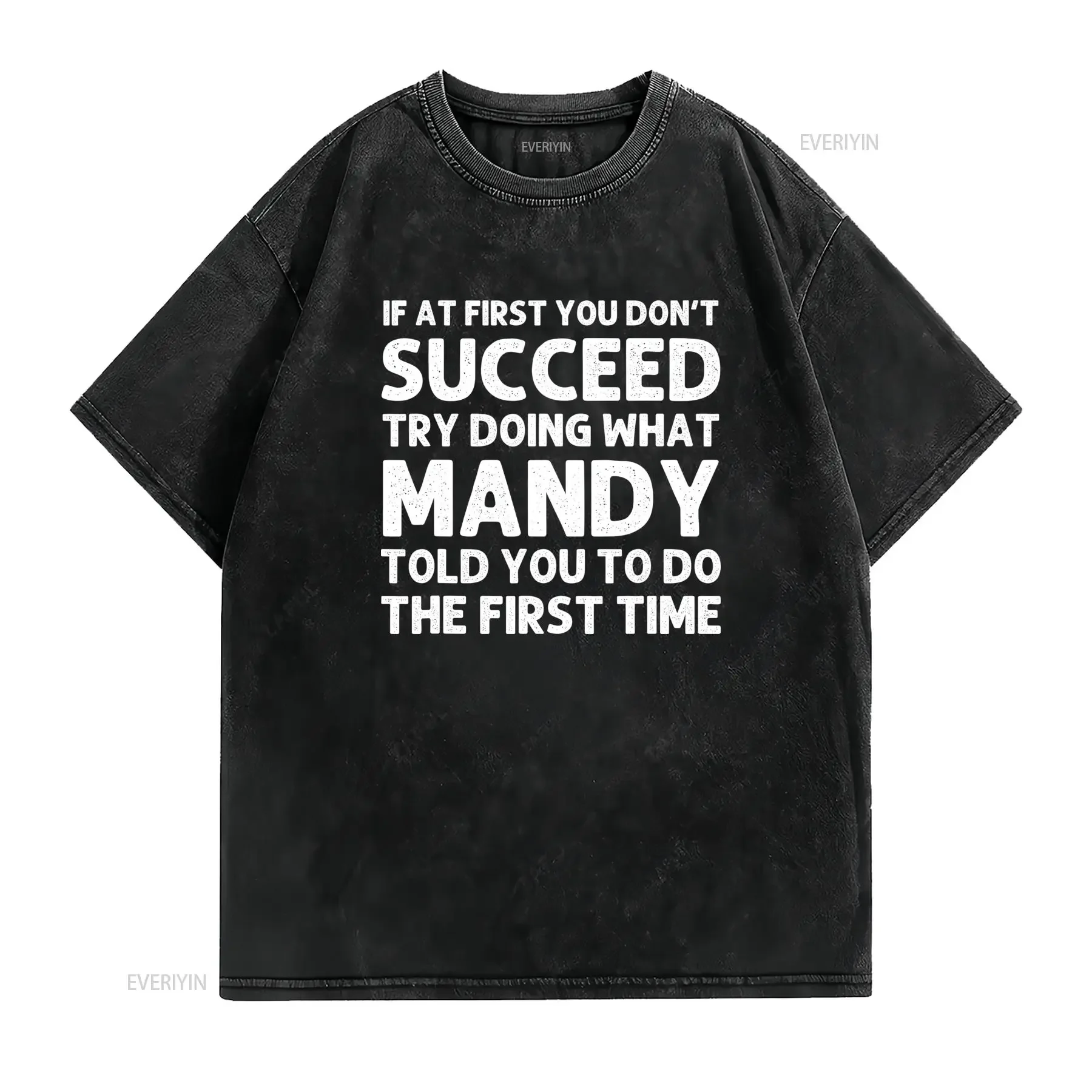 Funny Mandy Saying T Shirt Lightweight Breathable Gym Everyday with If At First You Don'T Succeed Quote Birthdaychristmas Soft