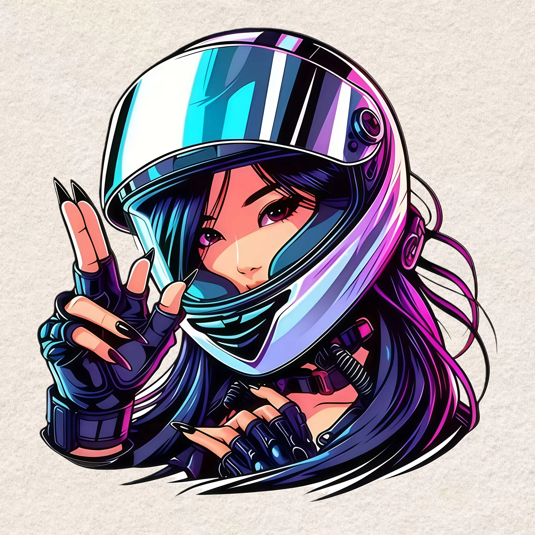 Anime Helmet Biker Girl Waterproof Vinyl Stickers for Car Motorcycle Laptop Luggage
