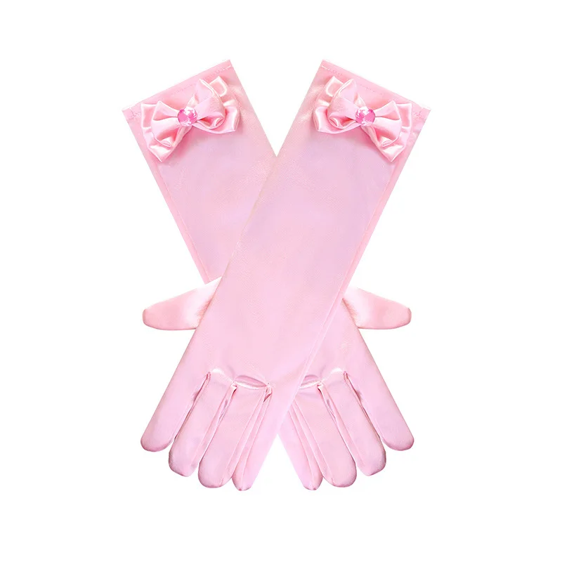 Children Gloves Long Finger Gloves Photography Props Blue Pink Yellow Green Princess Accessories Children Elsa Party Costume