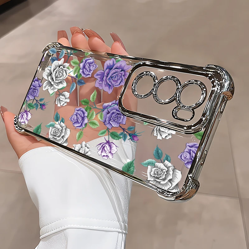 Transparent Phone Case For Infinix Hot 70 60i 4G 5G 60 Pro Plus 50i 40i 30i 11 9 10 Play 10T 10S NFC Flower Print Plating Cover - view 3