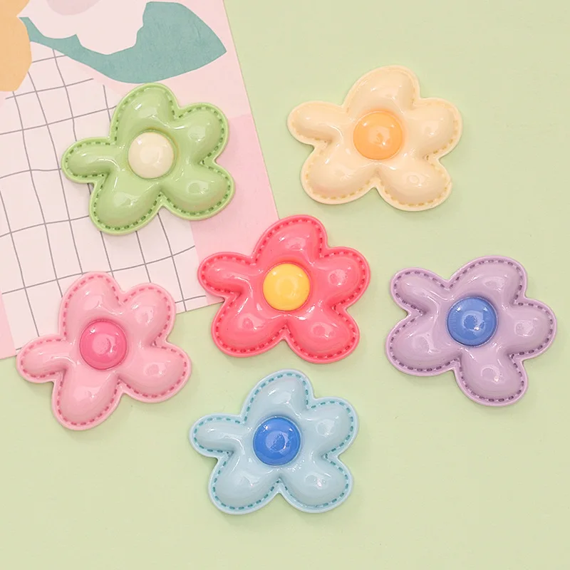 5pcs cartoon flower flatback resin charms crafts embellishments diy cabochons decoration accessories