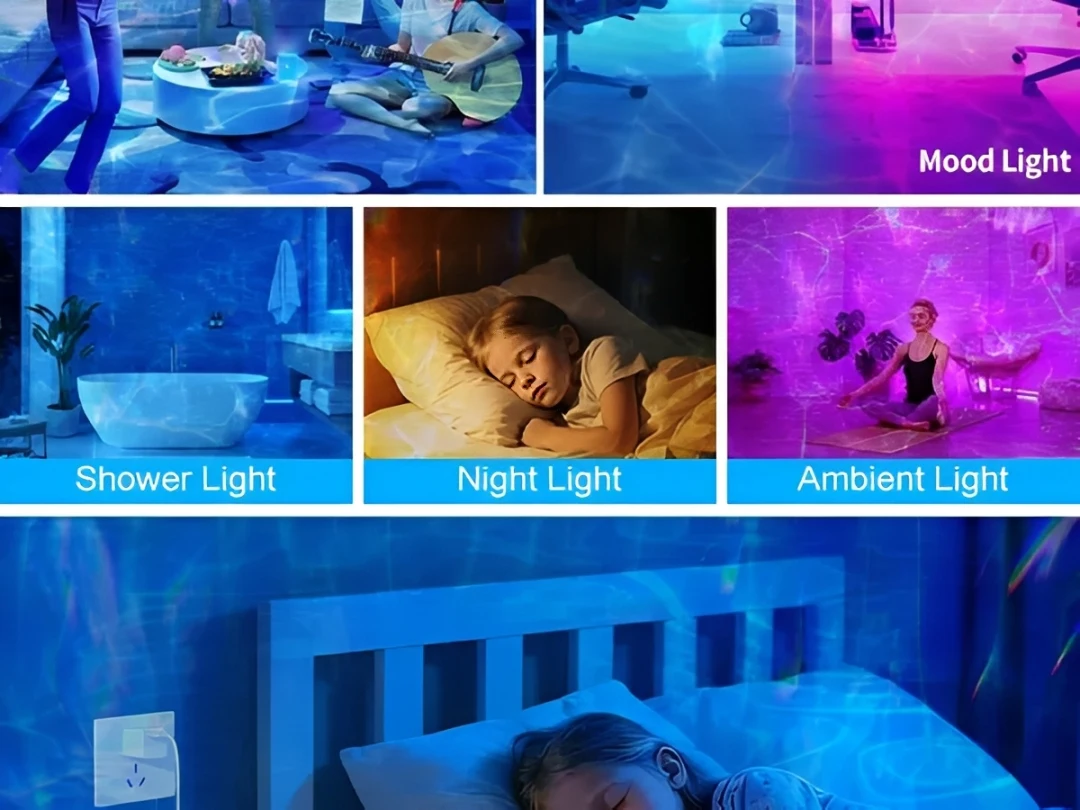 Ozeanwellen-Dynamischer Wasserwellen-LED-Projektor, 16-Farben RGB Fernbedienung Ozeanwellen-Nachtlicht für Schlafzimmer Party Dekoration – Detail 5